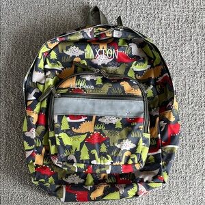L.L. Bean Dinosaur Pattern Backpack - Green and Red
